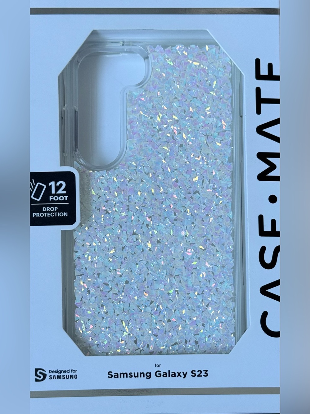 New Case-mate Iridescent White Glitter Case for Samsung Galaxy S23 glitter case